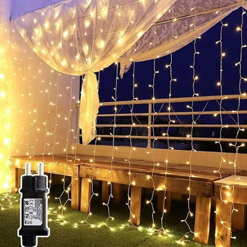 Lichtervorhang 6x3m 600 Leds, Led Lichterketten Vorhang Weihnachtsdeko Innen mit 8 Modi, IP44 für Weihnachten Kinderzimmer, Außen, Party, Hochzeit usw