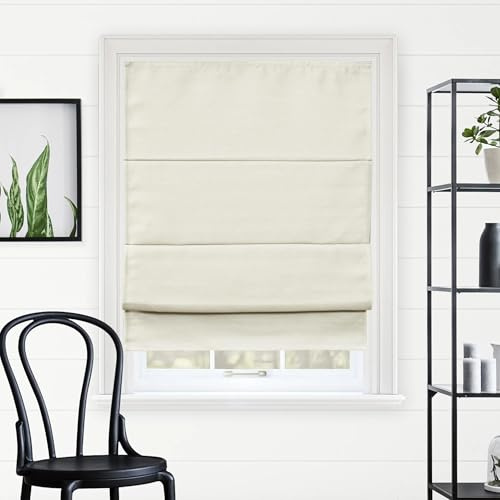 Chicology Roman Shades - Blackout Window Treatments, 39 W x 64 H, Del Mar Moon Shell (Blackout)