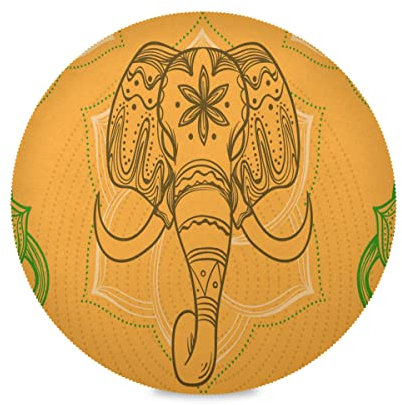 Gelber Elefant Runde Platzsets Abwaschbar Hitzebeständig Tischsets rutschfest Platzdeckchen für Küche Speisetisch