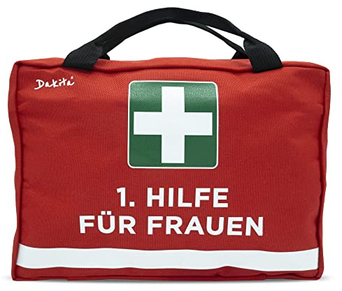 Dakita Erste-Hilfe Tasche für Frauen - 28x18x8cm groß – Lustiges Geschenk zum Geburtstag oder Jugendweihe – Witzige Geschenkidee für Ehefrau oder Freundin (ohne Inhalt, Frauen, rot)