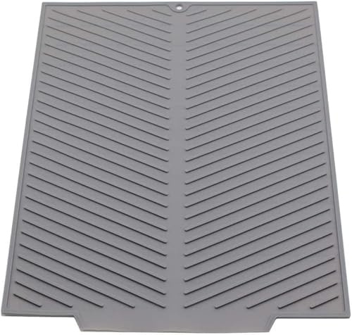 Silicone Draining Mat, 20x16 Eco Friendly Dish Drying Mat Anti-Skid and Heat Insulation Pad, Sink Drainer Mat with Dense Drainage Grooves (51x41cm)