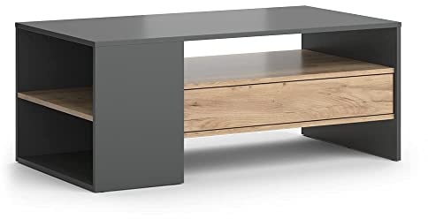 Vicco Couchtisch Fabien, Wohnzimmertisch mit Schublade, Goldkraft Eiche, 110 x 60 cm