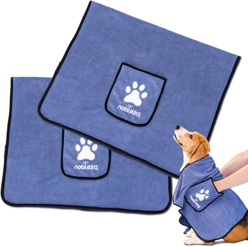 Nobleza Hundehandtuch, 2 Stück Mikrofaser Hundehandtuch, Hundehandtuch extra saugfähig, Weich & Langlebig Premium Hunde Trockentuch, Schnell Trocknend,106 * 66CM für Alle Hunde Katzen