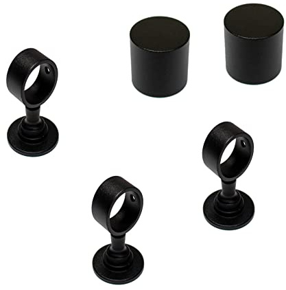 2 Endkappen und 3 Seilträger schwarz matt für 40mm Handlaufseil