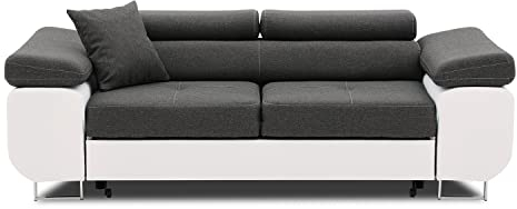 Sofa RIGATTO mit schlaffunktion, einfacher Aufbau, modernes Design, polstermöbel. Schlafcouch zum Wohnzimmer. Widerstandsfähiges, Soft Öko-Leder Stoff. (LUX 06 + Soft 17)