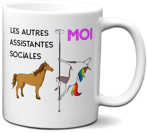 L'Esprit Des Anges Tasse-Mug Meilleure Assistante Sociale Licorne - Idée Cadeau Humour Original Anniversaire