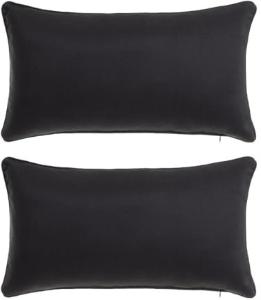 LOLAhome | Cojines sofá con Relleno Incluido | Set de 2 Cojines de 50x30 cm | Tela de loneta Negro| Cojín Decorativo Rectangular Cama o sofá | Decoración habitación o salón