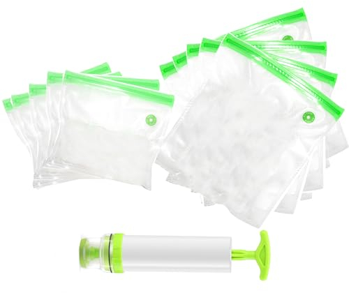 10 Pezzi Sacchetto Di Stoccaggio Borsa Sottovuoto, Sous Vide Bag Con Pompa, Sacchetti Per Il Vuoto Riutilizzabili, per Sacchetti Sottovuoto Da Viaggio, Conservazione Degli Alimenti