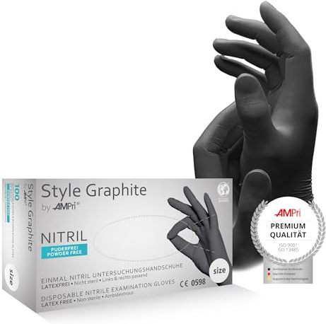 Nitrilhandschuhe, anthrazit, graphit, 100 Stück/Box, Größe L, puderfrei