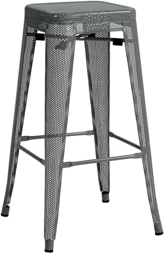 CLP Barhocker Fletcher I Tresenhocker, Stapelbar Mit Bodenschonern Und Fußstütze I Bistrohocker Mit 77 cm Sitzhöhe Aus Metall, Farbe:grau