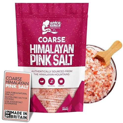 Spice Girls Ingredients Premium Himalayan Pink Salt - 100% Natural & Unrefined | Coarse Grain for Cooking, Seasoning, Grinder & Good Health | Rich in Minerals | Resealable Pouch | Gluten-Free (500 g)
