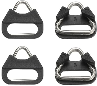 PATIKIL Camera Strap Lug Ring, 4Pcs Metal Triangle Split Ring Hook Adapter with Plastic Cap Universal for Nikon for Fujifilm for Pentax for Leica Camera Shoulder Strap, Silver Black