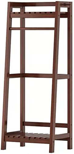 CRRONG Kleiderstange, Schuhbank, Garderobenständer, Kleiderbügel, Kleiderbaum, freistehende Garderobe mit 2 Ablagen, Bambus-Kleiderstangen, Garderobe, Anzug, Hosen, Schuhe, Hüt