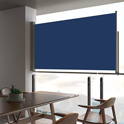 Ausziehbare Seitenmarkise, Seitensichtschutz Balkon Sichtschutz Markise Sonnenrollo Geeignet für Terrasse Garten Balkon Innenhof 160x300 cm Blau