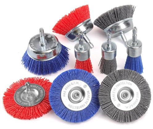 Giwnhvx 9er-Pack Schleifbürsten-Set mit Nylonfilamenten, Schleifbürsten Aus Nylon mit 1/4-Sechskantschaft zum Entfernen Von Rost und Reinigen