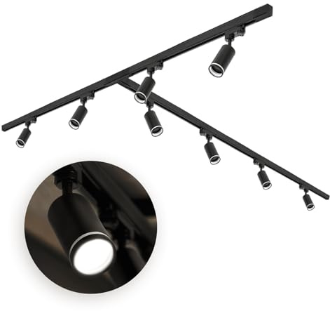 3-Phasen-Schienen-Set NEXTRACK - Schienensystem Komplett-Set 8x GU10 Lampe + Schiene 1m+1m+2m + T-Verbinder Schwarz