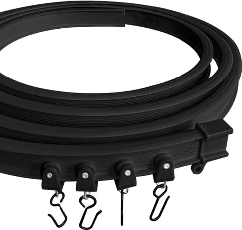 Binario flessibile per tenda da soffitto, con ruote silenziose, 1 m, ideale per finestre della doccia, divisori per camper, privacy e decorazione per la casa, colore nero