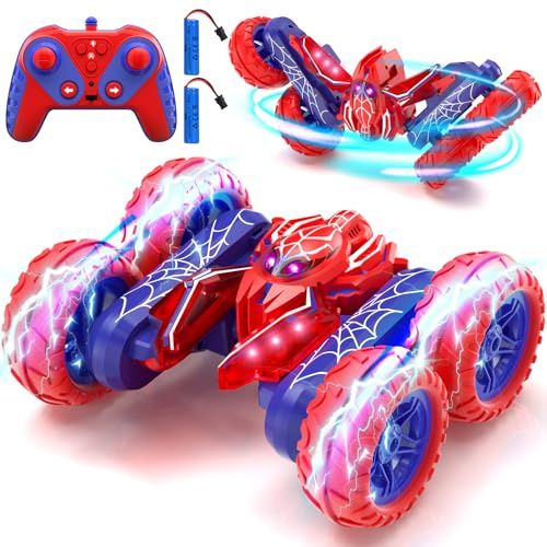 SOGAWEBB Spider Ferngesteuertes Auto 2.4Ghz mit 360° Flip & LED, 4WD Allrad Stunt RC Auto für Outdoor/Indoor, Offroad Truck Kinder/Jungen ab 3 4 5 6 7 8+ Jahre
