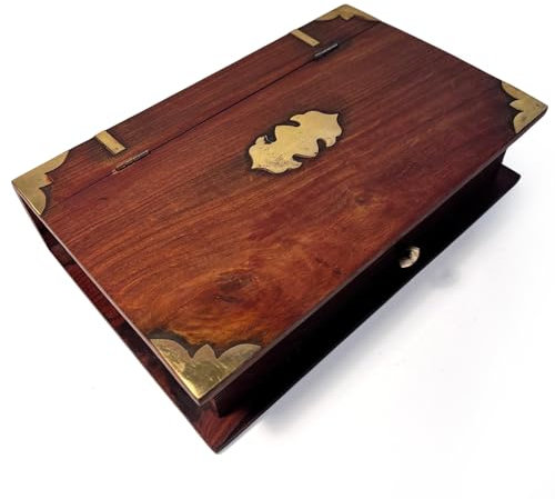 Thorness Elegante scatola per libri in legno con serratura e chiave, cassaforte segreta nascosta per una conservazione sicura