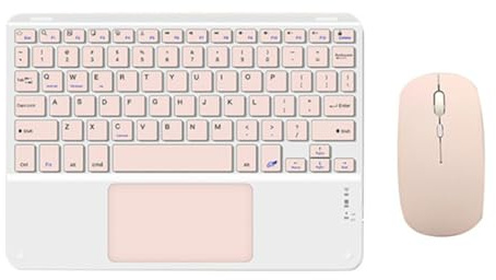 Sctecoau Teclado Bluetooth con Panel Táctil y Ratón para PC, Tableta, Juegos, Teclado Inalámbrico, Color Rosa