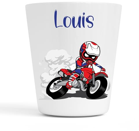 Générique Gobelet en Plastique pour Enfants | Gobelet Personnalisé avec Nom |Verre Plastique Incassable Personnalisé (Motif Moto Louis)