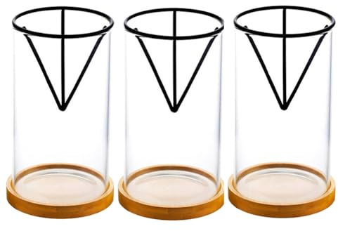 Vocdikficy Confezione da 3 Kit per La Coltivazione di di Avocado, Vaso di Semi di Avocado In Vetro con Staffa Triangolare e Base In Bambù, Vaso per Piante Germogliate
