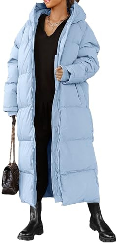 Dam Lång Quiltad kappa Huva Maxi Längd Långärmad Pufferjacka Vadderad kappa Vinter Ytterkläder 2025 Trendiga kläder