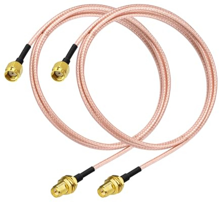 Superbat Cable PRSMA Alargador Antena WiFi RG316D 1m Cable Extensión Macho a Hembra 50ohm Doble Blindaje para Router WiFi Adaptador USB Tarjeta de Red PCIe Inalámbrica Cámara de Seguridad (2Piezas) | Doble Blindaje, 50 ohmios, Flexible, 2 piezas, para Router 4G LTE, Gateway, Red Celular, SDR, Ham Radio, WiFi 6