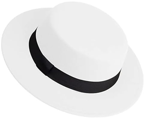 VMDVBNA cylinderhatt herr dam vit fedorahatt, platt hatt, filthatt, bred brätte, vintermössa karneval (vit)