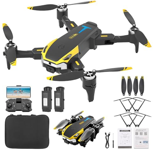 Hiwoor Drohne mit 4K-HD-Kamera für Anfänger und Kinder, faltbare RC-Quadcopter-Drohne mit Gesten-Selfie, Höhenhaltung, One-Touch-Start, 360°-Flip, 2 Akkus