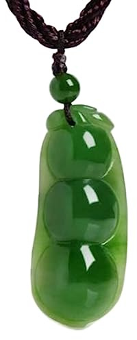 dvegGEE Collar de amuleto Feng Shui, colgante de frijol de jaspe, colgante de jade, frijol de doble cara