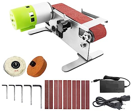 Lijadora de Banda, Mini lijadora de banda Horizontal, lijadora eléctrica, pulidora, lijadora, amoladora, pequeña máquina de cinturón de arena(Set2)