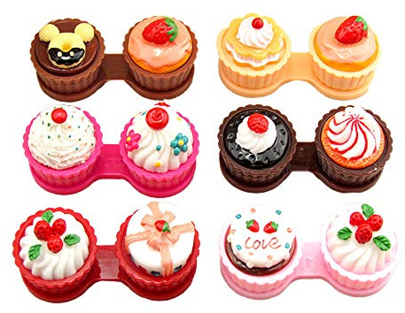 G001 Cake Shape Contact Lens Case | Double Box & Mirror Design | Secure Storage for Daily, Monthly, or Colored Lenses | Travel-Friendly Eye Care Solution (1 PCS)