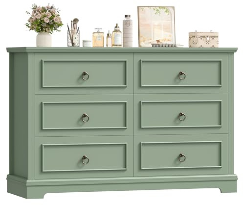 hefoths Chest of Drawers, 120cm Large Dresser for Bedroom with 6 Drawers