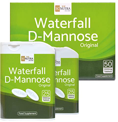 D-Mannose Tablets 1000mg - Waterfall D-Mannose sourced Naturally from Birch - High Purity - Suitable for Vegetarians & Vegans. SC Nutra (Sweet Cures)