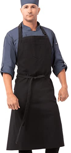 Chef Works Unisex Rockford Chefs Bib Apron, Steel Grey, One Size