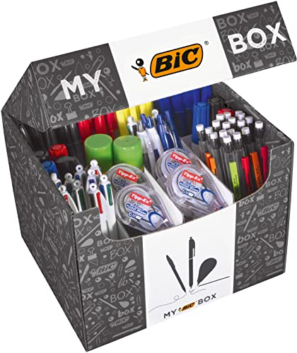 BIC Schreibwaren Set: 75 Kugelschreiber, 8 Textmarker, 2 Kleber, 7 Marker, 8 Korrekturroller & 24 Druckbleistifte, My BIC Box