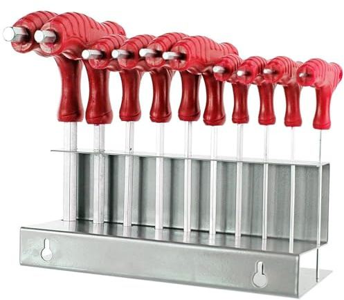Spares2go 10-teiliges T-Griff Imperial SAE Innensechskantschlüssel CR-V Schraubendreher-Set + Ständer