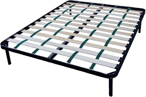 DOLCI SOGNI Rete Matrimoniale 160x190 Rinforzata con 4 Cinghie per Taglie Forti, 100% Made in Italy, Rete Letto Matrimoniale Ortopedica a Doghe in Legno, Struttura Letto Matrimoniale 160x190 in Ferro
