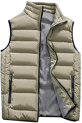 ShangSRS Abrigos Hombre Invierno,Hombre Sin Mangas De Plumas Chaquetas Invierno Calor Chalecos Acolchado Cazadoras (Caqui, M)