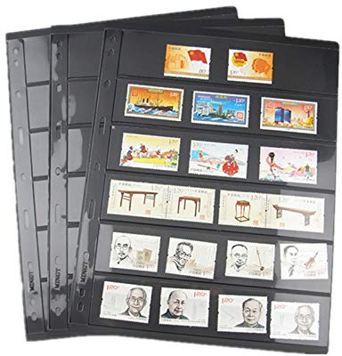 MUDOR Stamp Pages for Stamp Album Binder, 10 Sheet (20 Page) 6 Rows Pages for Stamp Collectors, Professional Pack (6 Rows)