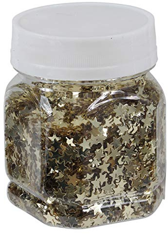 Stern-Konfetti Sternen-Streu zum Basteln und Verzieren von Karten, bunte Glitter-Sterne für Dekoration, 80 g (Gold)