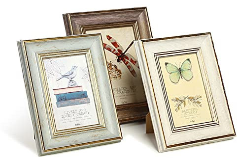 XUANLUO 3 Pack 4x6 Inch Farmhouse Rustic Picture Frame Sets Distressed Farmhouse Plastic Frame for Wall Mount or Tabletop Display