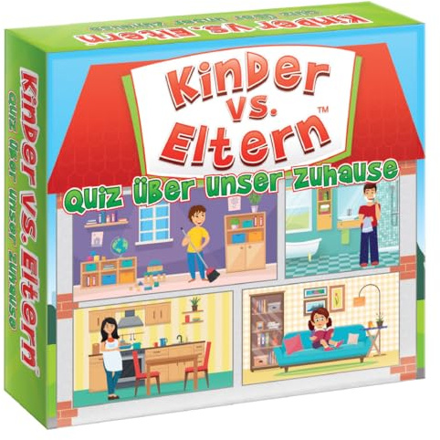 Kinder vs Eltern Spiel Quiz über Unser Zuhause Brettspiele ab 6 Jahre Gesellschaftsspiele Familienspiele Kartenspiele Kinderspiele Familienquiz Partyspiele Quiz Spiel | 52 Karten | 208 Fragen