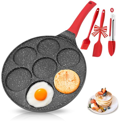 EZJOB Egg Pan Omelette Pan Silver Dollar Pancake Pan for Kids Mini Pancake Maker Nonstick Breakfast Skillet for Pancake, Hamburger, Sandwiches