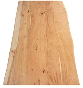 SAM Tischplatte 100x60 cm Curt, Holzplatte Akazienholz massiv + naturfarben + lackiert, Baumkanten-Platte für Heimwerker, Arbeitsplatten, Tische & Fensterbretter