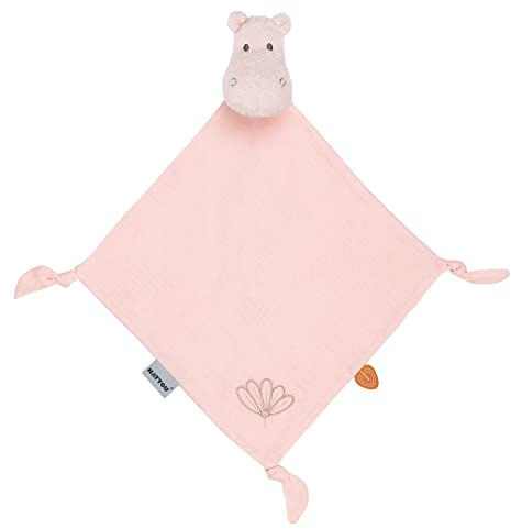 Nattou Großes Schnuffeltuch aus Baumwolle (Musselin) und Polyester, Nilpferd Susie, Wegbegleiter ab der Geburt, Ca. 30 x 30 cm, Susie und Bonnie, Rosa