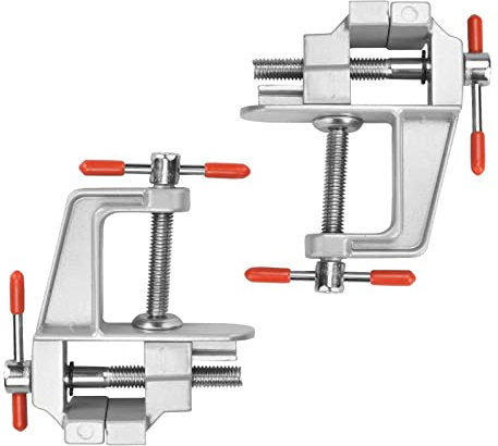 Huianpen 2 Pcs Mini Étau Réglable, Étau d'Établi, Étau de Table en Alliage D’Aluminium, Mini Étau de Table, Étau de Travail du Bois,pour Bijoux D'artisanat de Table de Loisirs (Argent)