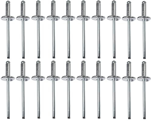 AERZETIX - C48155 - Juego de 20 remaches ciegos Ø4x12mm con cabeza ancha 12mm - DIN 7337 C - remache pop con ruptura de vástago - en aluminio/acero