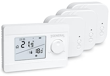 Funk-Raumthermostat Temperaturregler Set Mi-250S RF mit 3 Funk-Empfängern für Elektroheizung, Therme, FBH
